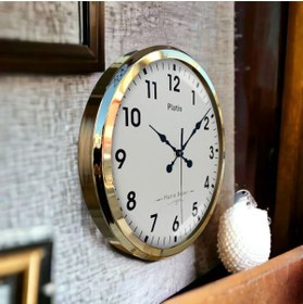 Resim Bahat Gold Metal Çerçeveli Salon Ofis Otel Duvar Saati 52 Cm A2 