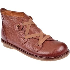 Resim Pullman Hakiki Deri Önü Lastikli Kısa Kadın Bot Plm-34433 Taba-taba Taba 