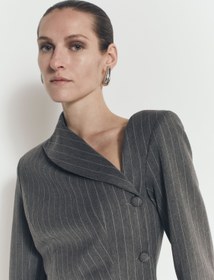Resim PINSTRIPE ASYMMETRIC BLAZER - XL / Çizgili 