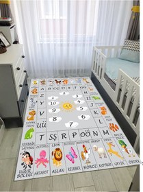 Resim Öğretici Ingilizce Çocuk Oyun Halısı Kaymaz Makinede Yıkanabilir 