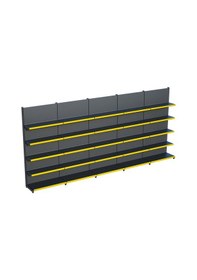 Resim Antrasit Siyah Metal 5 Katlı 5'li Birleşik Katlı Market Raf Sistemi Market Rafı G450cm Yükseklik H220 Cm Sarı 