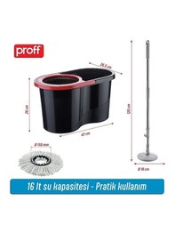 Resim Turbo Star Black Microfiber Döner Başlıklı Temizlik Seti Büyük Boy Mop 13 Lt. 