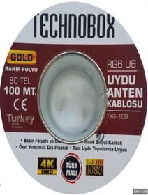 Resim Technobox 100 Mt Uydu Anten Kablosu 80 Tel Rg6-u4 Hd 1080 Beyaz 