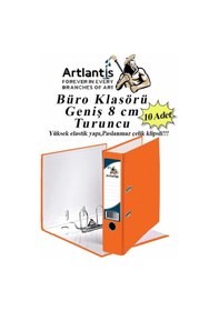 Resim Büro Klasörü Turuncu Geniş 10 Adet Plastik Geniş Turuncu Klasör Halkalı Paslanmaz Çelik Klipsli 10 Adet 