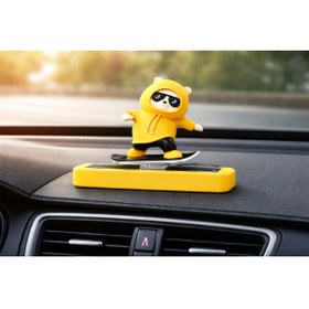 Resim SNSTİCARET Hareketli Kayan Panda Kaykay Numaratör Oto Araç Kaykay Numaratör Torpido Üstü Sarı 