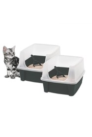 Resim Hype Store Kedi tuvaleti kapalı kedi tuvaleti kürek G 48,5 x D 38 x Y 30 cm 2'li set CLH-12 gri 