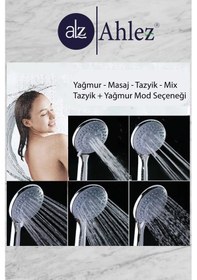 Resim Pena 5 Fonksiyonlu Duş Başlığı Ve Gri Pvc Duş Hortumu Duş Takımı Krom 