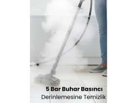 Resim Mieco Stella 5 Bar/ 2000W / Çok Fonksiyonlu Buharlı Temizleyici - Buharlı Temizlik Makinesi + Ütü Başlığı ve Eldiven Hediyeli - Beyaz 