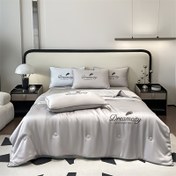 Resim 1 Adet Lüks Buz Soğutmalı Yorgan - Ultra-Yumuşak, Nefes Alabilir ve Makinede Yıkanabilir Yazlık Nevresim Seti, Şık Nakışlı, Ev, Otel ve Seyahat İçin Mükemmel, Ofis Konforu Aksesuarları, Zarif Nakış, Polyester Dolgu 