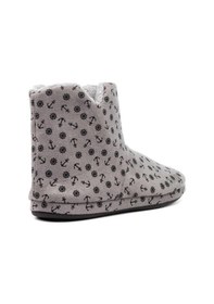 Resim Erkek Panduf Kışlık Ev Botu Süet Çapa Desen Gri 