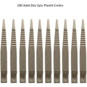 Resim Hdg Düz Uçlu Plastik Cımbız 100 Adet Beyaz - Boncuk Dizme Cımbızı 