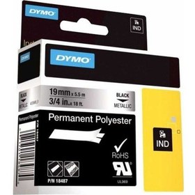 Resim Dymo Rhinopro 18487 Metalik Gri/Siyah Sabit Polyester Şerit 19 MM 