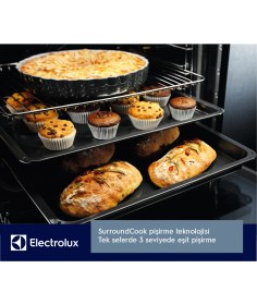Resim Electrolux EOA5220FOV 600 Serisi Surroundcook Katalitik / Aquaclean Temizleme Sistemli 72 Lt Rococo Krem Rustik Ankastre Fırın 