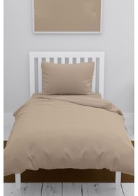 Resim Tek Kişilik Yastıklı Çarşaf Takımı 100x200 Ranforce Kahve 
