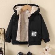 Resim Kids Fleece Lined Sıcak Kapüşonlu Fermuarlı Ceket, Toddler Bebeğin Rahat Hoodie Ceketi 