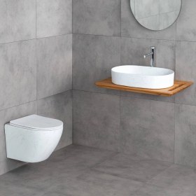 Resim Lena - Asma Klozet Mermer Desenli Mat Beyaz Kapak Dahil Outlet - ET-W1200M8- 