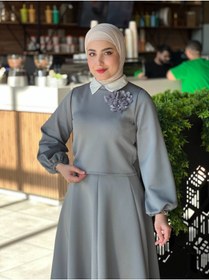 Resim Esre Store 3028 - Scuba Tesettür İkili Takım Gri B-1 