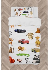 Resim Mekta Home Bebek Ve Çocuk Odası Yol Hayvan Ve Araba Desenli Nevresim Takımı 
