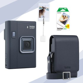 Resim Fujifilm Instax Mini Liplay Plus Midnight Blue Fotoğraf Makinesi, 20'li Film Çanta ve Kıskaç Hediye Seti 