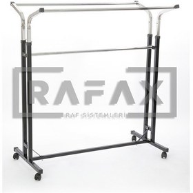 Resim Rafax, Tekerlekli Elbise Askılığı 120 Cm, Çiftli Kıyafet Askılığı (491441150) 