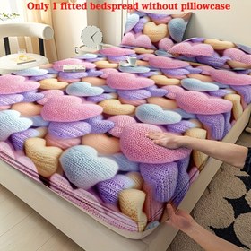Resim 1 adet Pembe Kalp Desenli Yatak Çarşafı, Yatak Odası ve Misafir Odası için Uygun, Sadece Uyumlu Çarşaf, Makine Yıkanabilir, El Yıkanabilir 