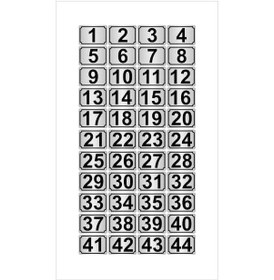 Resim Metal Kapı,masa,dolap Numarası 3,5cmx5cm 44 Adet Dikdörtgen (1…44) Gümüş Renk Metal 