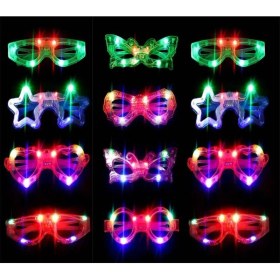 Resim LED Işıklı Karışık 6 Model Yanar Söner Parti Gözlüğü 12 Adet 