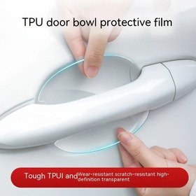 Resim 8 adet Set Çizilmeye Dayanıklı Araba Kapı Tutucu Çıkartmaları - Evrensel Şeffaf TPU Malzeme, Kase Şekilli Dekoratif Çizilmeye Karşı Koruyucu Film, Aşınmaya Dayanıklı ve Yüksek Çözünürlüklü, Araba Aksesuarı Koruma | Modern Araba Aksesuarı | Pürüzsüz 