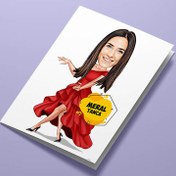 Resim Kırmızılı Güzel Kadın Tebrik Kartı 