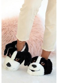 Resim Unisex Çocuk Hayvanlı Köpekli Panduf Ev Botu Siyah 