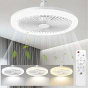 Resim LED Akıllı Fan Işığı, 3 Hız, LED Karartma, 3 Renk, 17 Mod, Görünmez Bıçaksız, Düz Montaj, Uzaktan Kumanda, E27, Modern ve Basit Tasarım, Düşük Profil Tavan Fan Işığı, Oturma Odası, Yatak Odası, Restoran, Ofis için - Ayarlanabilir Renk Rüzgarı, 360 Derece Dönen Lamba Tutucu, Ayarlanabilir Renk Rüzgarı Özellği, Modern Tavan Işığı|Şık Tavan Fanı|Görünmez Bıçak Tasarımı, LED Tavan Işığı 