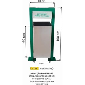 Resim Arı Metal Bahçe Çöp Kovası Kare Kova Paslanmaz 