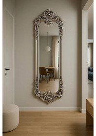 Resim Dekoratif Varaklı Boy Aynası Gümüş 