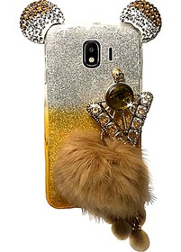 Resim YGT Samsung Galaxy J2 Prime Kılıf Taşlı Ponpon Silikon Kapak Altın 