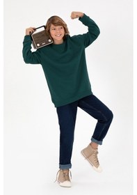Resim U.S. Polo Assn. Erkek Çocuk Koyu Yeşil Basic Bisiklet Yaka Sweatshirt 50295151-VR079 