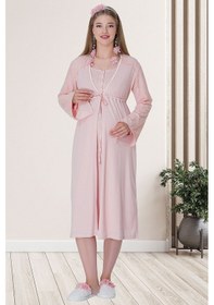 Resim Mecit Pijama Mecit 5715 Pudra Sabahlıklı Lohusa Gecelik Takım 