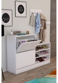 Resim Anatolia 2 Kapak Kayar Raflı Ayakkabılık Beyaz 