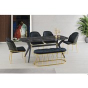 Resim Sabit Eliz Masa Salon Masası İrony H.G Desen + 4 Adet Limon Sand 