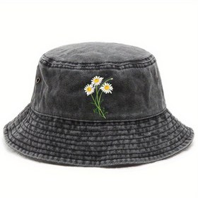 Resim 1 adet "Küçük Papatya" Erkekler için Vintage Yıkanmış ve Yıpranmış Balıkçı Şapkası, Açık Hava Aktiviteleri için İdeal Güneş Koruma Şapkası, Unisex Baba Şapkası, Balıkçılık Şapkası. 