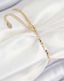 Resim Pirinç Zirkon Taşlı Dikdörtgen Model Ezme Zincir Gold Renk Kadın Bileklik Diğer 
