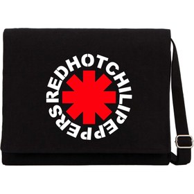 Resim Symbol Red Hot Chili Peppers Siyah Kanvas Postacı Çantası - Siyah 