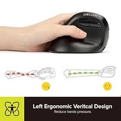 Resim DeLUX Solak Kablosuz Ergonomik Fare, Küçük El Dikey Fare, Sessiz Tıklama, 4000 DPI, 6 Düğme, Şarj Edilebilir, 2.4G/BT Karpal Tünel için Çift Modlu, Dizüstü Bilgisayar/PC (M618MINI ZD-Siyah) 