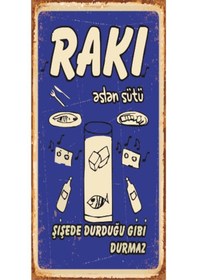 Resim Rakı aslan sütü (10 CM X 20 CM) Mini retro ahşap poster 
