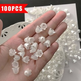 Resim 100 Adet Akrilik Çiçek Boncukları - DIY El Sanatları için Pırlantalı Lüster Leylak Dondurulmuş Aksesuarlar, Saç İğneleri, Takı Yapımı ve Dekoratif Süslemeler için 