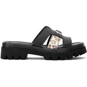 Resim Elit Dk523-010 Kadın Hakiki Deri Düz Terlik Siyah Siyah 