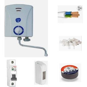 Resim Aydın Derya Mutfak Şofbeni 5500W Şofben + 3mt Kablo Dahil Takım Montaja Hazır Set 