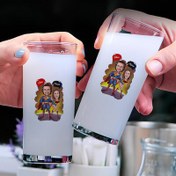 Resim Süper Kahraman Çiftleri Karikatürlü İkili Rakı Bardağı Seti 