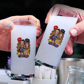 Resim Süper Kahraman Çiftleri Karikatürlü İkili Rakı Bardağı Seti 