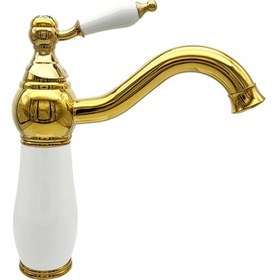 Resim Beyaz Gold Tezgah Üstü Lavabo Armatürü WG-217 