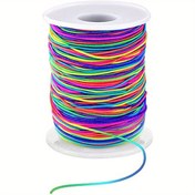 Resim 45 metre/147 fit uzunluğunda, takı yapımı için gökkuşağı renkli kumaş ipliği 